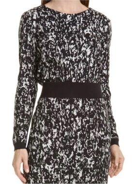 Hugo Boss | Emka Jacquard Knit Sweater - Black & White - Small - EUC